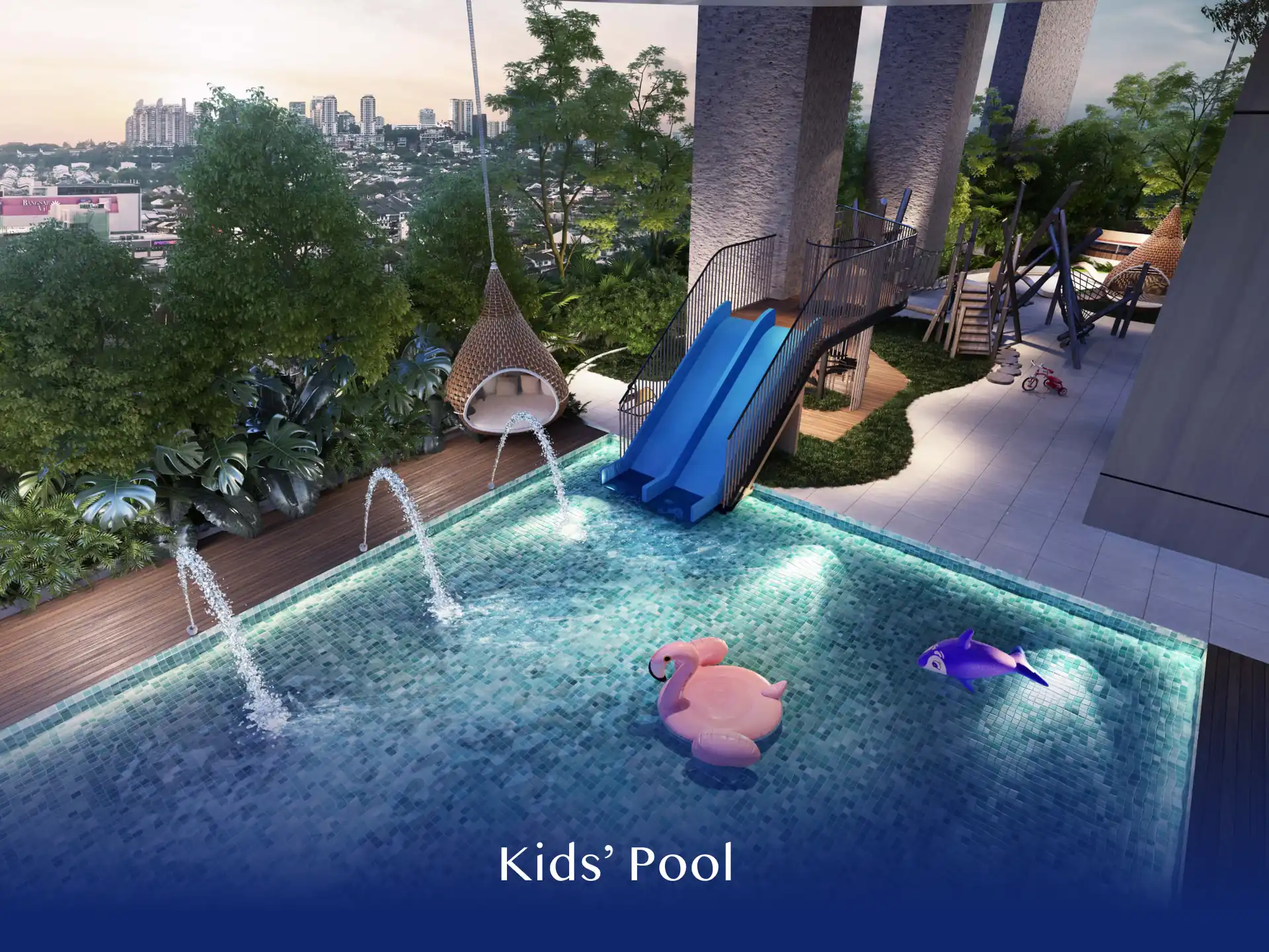 Talisa kids pool with Bangsar skyline view